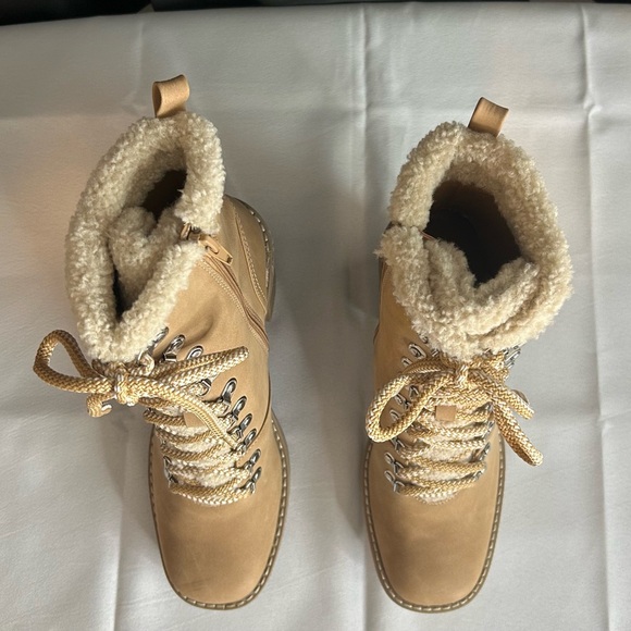 Dolce Vita Tan Heeled Lace-Up Boots - Picture 4 of 9